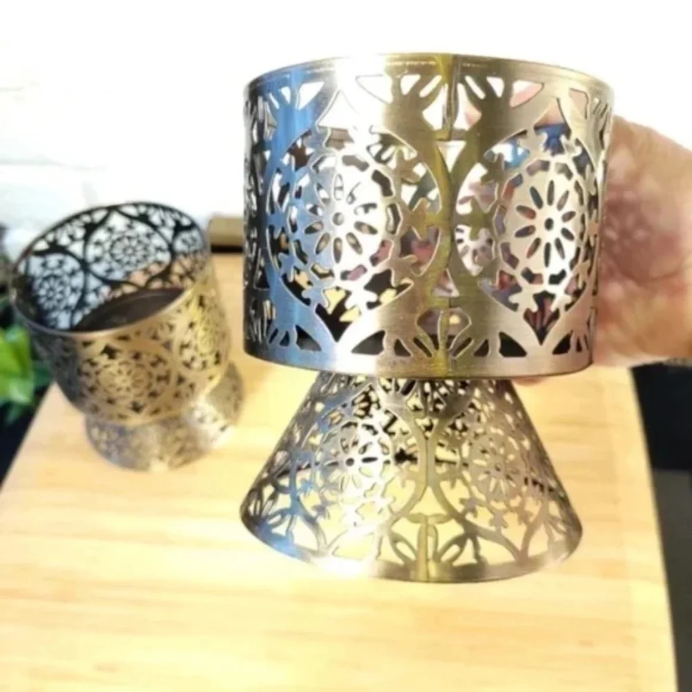 Pair of Perforated Metal Candle Sleeves or Holders - Picture 2 of 8